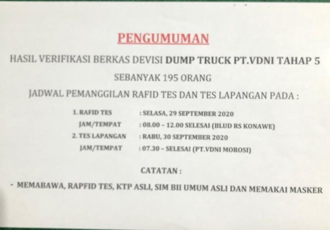 
					Ini Hasil Verifikasi Berkas yang Lulus Devisi Dump Truck VDNI Tahap 5