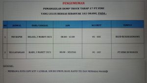 Pengumuman Pemanggilan Divisi Dump Truck Tahap 17 PT VDNI
