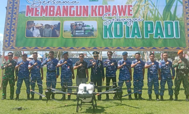 
					Moment HUT Konawe ke-64, Lanud Haluoleo Persembahkan Antraksi Drone Agras T40