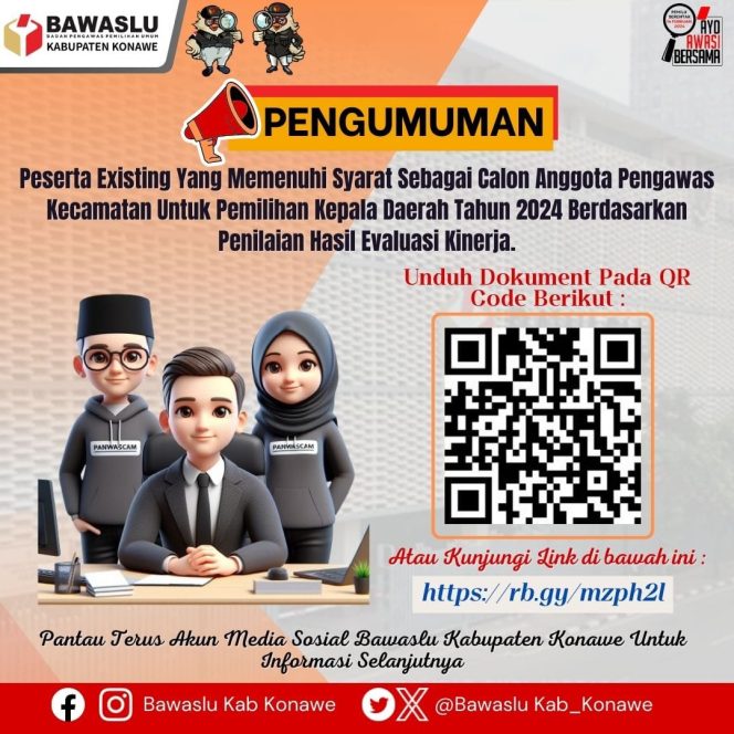 
					Pengumuman Peserta Existing Yang Memenuhi Syarat Anggota Panwascam Kab. Konawe Tahun 2024