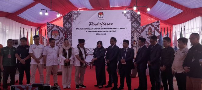 
					HADIR , Kandidat Pertama yang Mendaftar di KPU Konawe